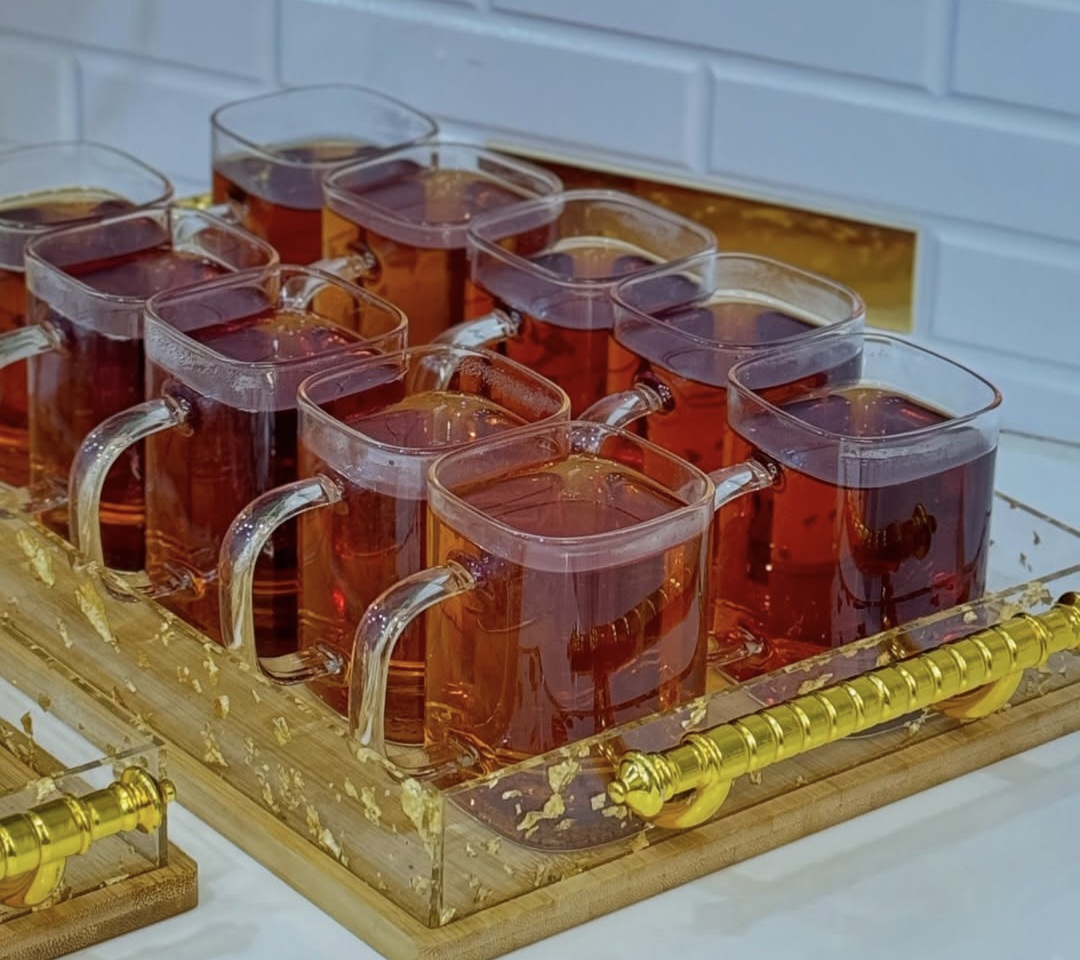 استکان وارداتی شعله مستقیم چهاگوش پیرکس سایز چای خوری بارکد داره
